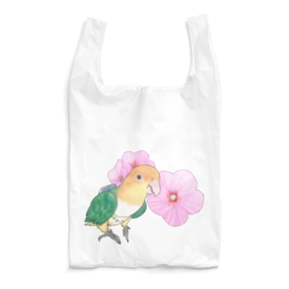 お花とシロハラインコちゃん【まめるりはことり】