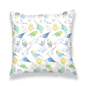 たくさんセキセイインコちゃんクッションカバー【まめるりはことり】