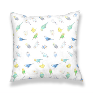 いっぱいセキセイインコちゃんクッションカバー【まめるりはことり】
