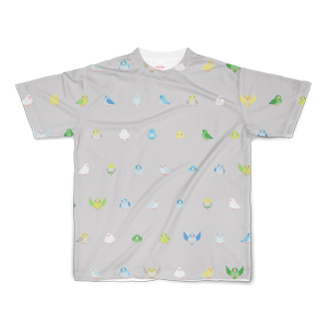 ちみまめマメルリハちゃんフルグラフィックTシャツ【まめるりはことり】