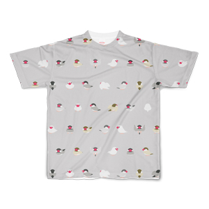 ちみまめ文鳥ちゃんフルグラフィックTシャツ【まめるりはことり】