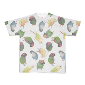 たっぷりウロコインコちゃんフルグラフィックTシャツ【まめるりはことり】