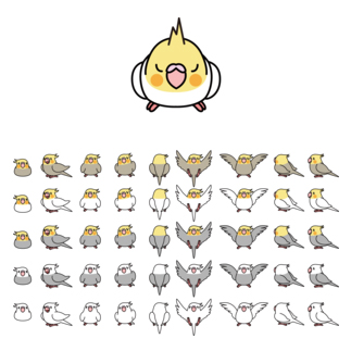 整列オカメインコ隊【まめるりはことり】