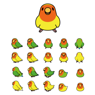 整列コザクラインコ隊【まめるりはことり】