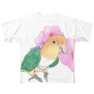 お花とシロハラインコちゃん【まめるりはことり】