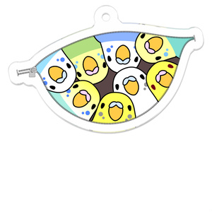 みっちりむっちり過密セキセイインコさんアクリルキーホルダー【まめるりはことり】