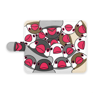 みっちり文鳥さん手帳型Androidケース【まめるりはことり】