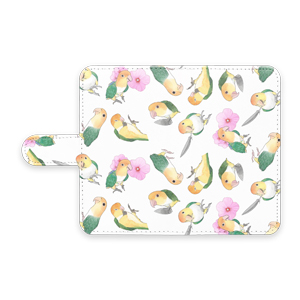 たっぷりシロハラインコちゃん手帳型Androidケース【まめるりはことり】