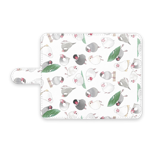 たっぷり文鳥ちゃん手帳型Androidケース【まめるりはことり】