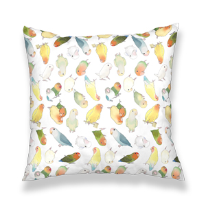 たっぷりラブバード（コザクラインコ・ボタンインコ）ちゃんクッションカバー【まめるりはことり】