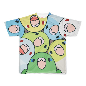 みっちりむっちり過密マメルリハさんフルグラフィックTシャツ【まめるりはことり】