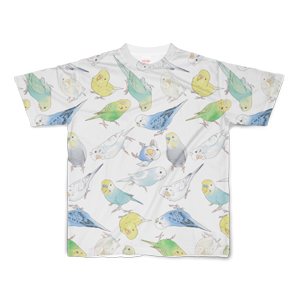 たくさんセキセイインコちゃんフルグラフィックTシャツ【まめるりはことり】