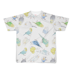 めっちゃセキセイインコちゃんフルグラフィックTシャツ【まめるりはことり】