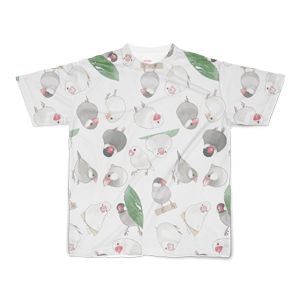 たっぷり文鳥ちゃんフルグラフィックTシャツ【まめるりはことり】
