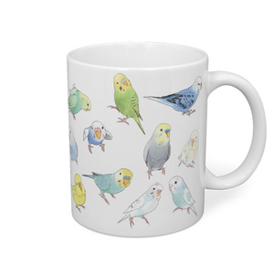 たくさんセキセイインコちゃんマグ【まめるりはことり】