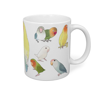 たっぷりラブバード（コザクラインコ・ボタンインコ）ちゃんマグ【まめるりはことり】