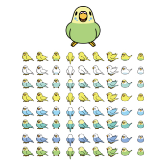 整列セキセイインコ隊【まめるりはことり】